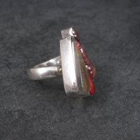 Estate Designer Sterling Biwa Pearl Art Glass Ring Size 7-8