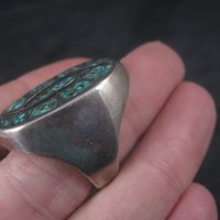 Southwestern Turquoise Chip Inlay Ring Size 9.5