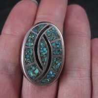 Southwestern Turquoise Chip Inlay Ring Size 9.5