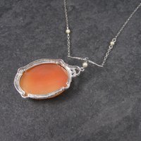 Antique 10K Art Deco Carved Cameo Necklace Choker 13 Inches