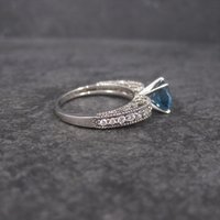 Oval Blue Topaz Engagement Ring Sz 8
