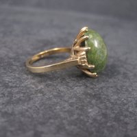 Estate 10K Yellow Gold Nephrite Jade Ring Size 6