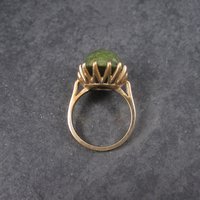 Estate 10K Yellow Gold Nephrite Jade Ring Size 6