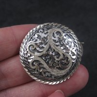 Vintage Black Hills Sterling Silver Brooch | Round Leaf Design Pin by Langers | South Dakota Jewelry Gift NOS