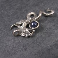 Vintage Sterling Iolite Winged Dragon Pendant