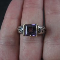 Vintage Sterling 14K Amethyst Ring Size 7 Clyde Duneier
