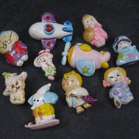 Destash Vintage Resin Kitsch Pins People Elephant Kitten Airplane