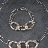 Vintage Modern Sterling Necklace Bracelet Jewelry Set