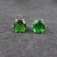 May Birthstone Emerald Sterling Stud Earrings 8mm