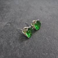 May Birthstone Emerald Sterling Stud Earrings 8mm