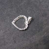 Vintage 10K White Gold .15 Ctw Genuine Diamond Heart Pendant