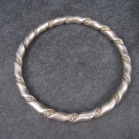 Heavy Vintage Twisted Sterling Bangle Bracelet 7.75 Inches