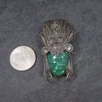 Vintage Mexican Sterling Mayan Mask Brooch AIM
