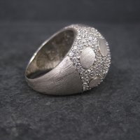 Vintage Brushed Sterling Cubic Zirconia Dome Ring Size 8.5