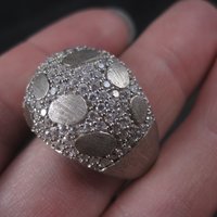 Vintage Brushed Sterling Cubic Zirconia Dome Ring Size 8.5