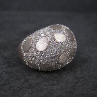 Vintage Brushed Sterling Cubic Zirconia Dome Ring Size 8.5