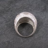 Vintage Brushed Sterling Cubic Zirconia Dome Ring Size 8.5