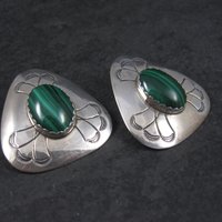 Vintage Navajo Sterling Malachite Earrings