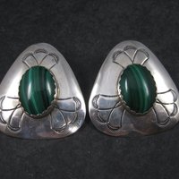 Vintage Navajo Sterling Malachite Earrings