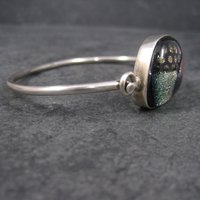 Vintage Dichroic Glass Sterling Bangle Bracelet