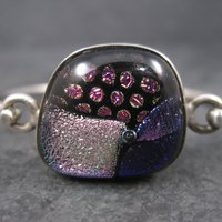 Vintage Dichroic Glass Sterling Bangle Bracelet