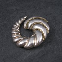 Vintage Mexican Sterling Swirl Brooch Pendant Laton