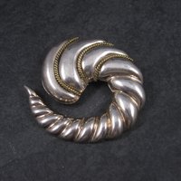 Vintage Mexican Sterling Swirl Brooch Pendant Laton