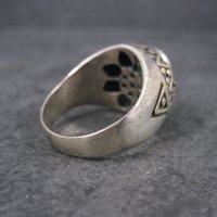 Mens Vintage Sterling Green Roman Glass Ring Size 11