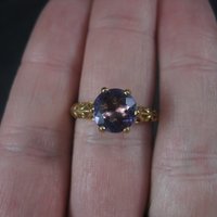90s Vintage 10K Filigree Amethyst Solitaire Ring Size 7