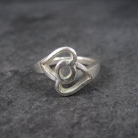 Vintage Sterling Intertwined Heart Ring Size 6.5