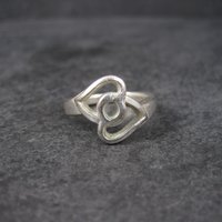Vintage Sterling Intertwined Heart Ring Size 6.5