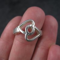 Vintage Sterling Intertwined Heart Ring Size 6.5