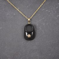 Vintage 14K Black Onyx Baby Shoe Pendant