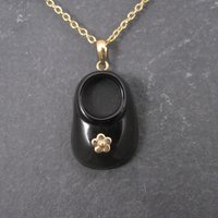 Vintage 14K Black Onyx Baby Shoe Pendant
