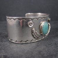 Vintage Southwestern Sterling Feather Cuff Bracelet 6 Inches