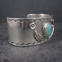 Vintage Southwestern Sterling Feather Cuff Bracelet 6 Inches