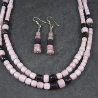 Vintage Sterling Navajo Pink Opal Sugilite Necklace Leonard Platero
