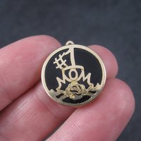 Vintage 10K Onyx #1 Mom Charm Pendant