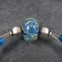 Blue Art Glass Wrap Bracelet 6-7 Inches