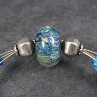 Blue Art Glass Wrap Bracelet 6-7 Inches