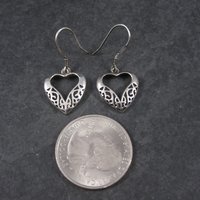 Vintage Sterling Filigree Heart Earrings