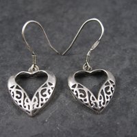 Vintage Sterling Filigree Heart Earrings