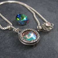 Vintage Sterling Interchangeable Pendant Rose Quartz Chain