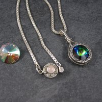 Vintage Sterling Interchangeable Pendant Rose Quartz Chain