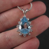 Vintage 14K Topaz Diamond Necklace