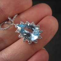 Vintage 14K Topaz Diamond Necklace