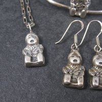 Vintage Sterling Navajo Storyteller Bracelet Ring Earrings Pendant Jewelry Set
