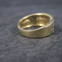 Wide Vintage 14K .42 Carat Blue and White Diamond Band Ring Size 6
