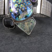 Huge Estate Designer Art Glass Gemstone Biwa Pearl Bracelet