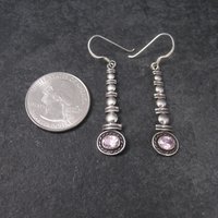 Long Sterling Pink Topaz Earrings